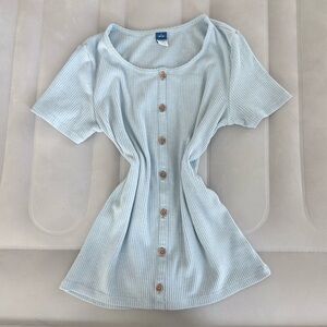 Women's Blue Button-Up Top